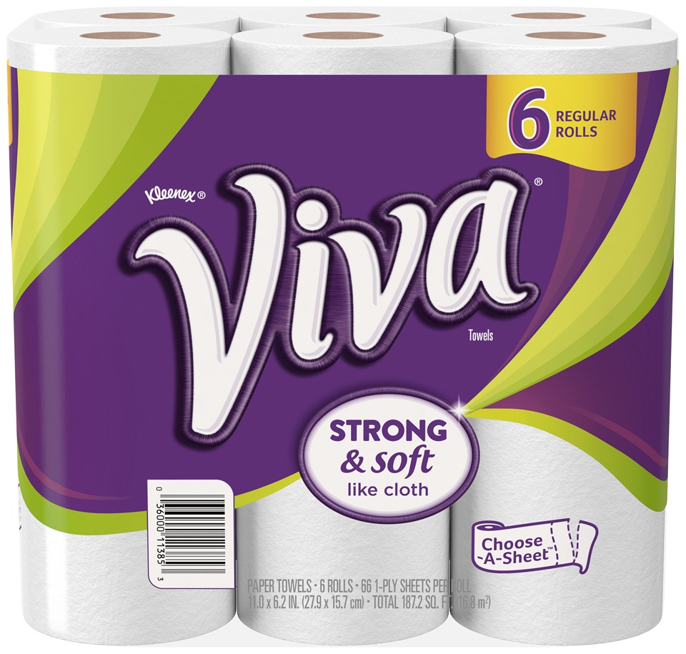 slide 1 of 1, Kleenex Viva Choose-A-Sheet Regular Roll Paper Towels, 6 ct