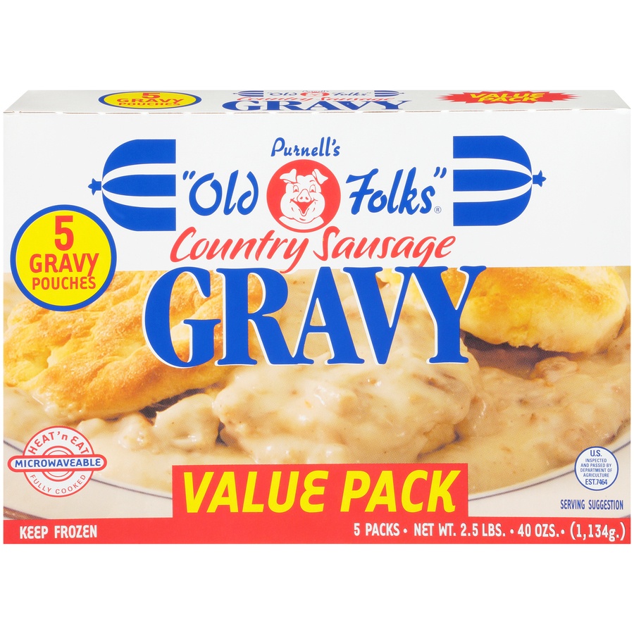 slide 1 of 1, Purnell's "Old Folks" Country Sausage Gravy, 2.5 lb