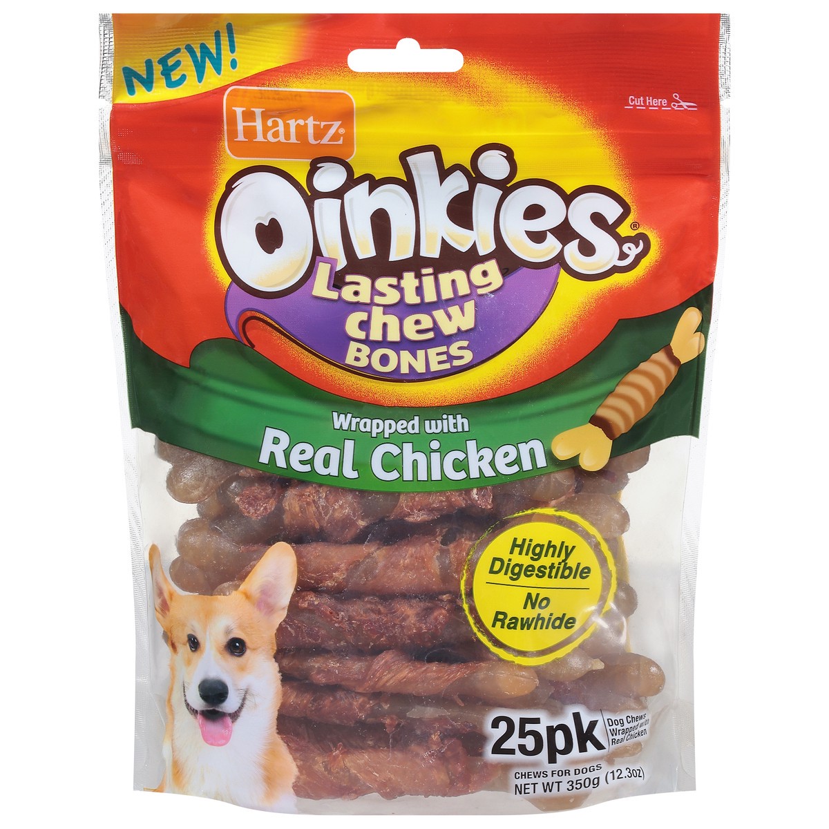 slide 13 of 15, Oinkies Chew Bones Dog Chew Treats with 100% Real Chicken Breast 25 Each, 25 ct