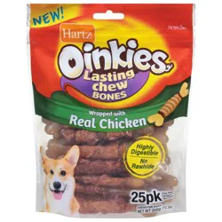 Oinkies Chew Bones Dog Chew Treats with 100% Real Chicken Breast 25 Each