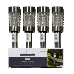 ROOM & RETREAT RR 10.8" Solar Power LED Pathway Lights, Silver