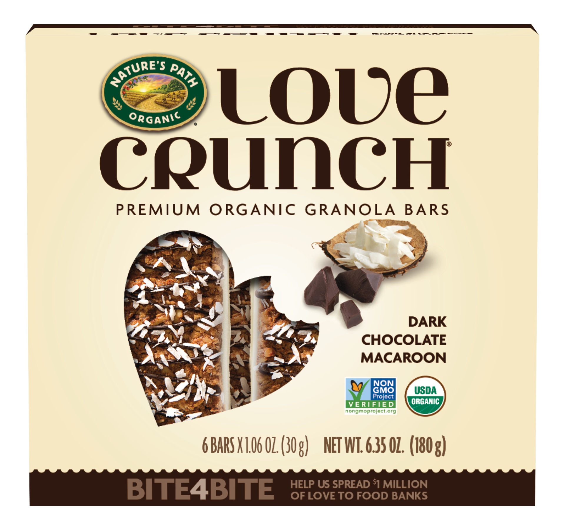 slide 1 of 6, Nature's Path Love Crunch Organic Dark Chocolate Macaroon Granola Bars, 6.3 oz