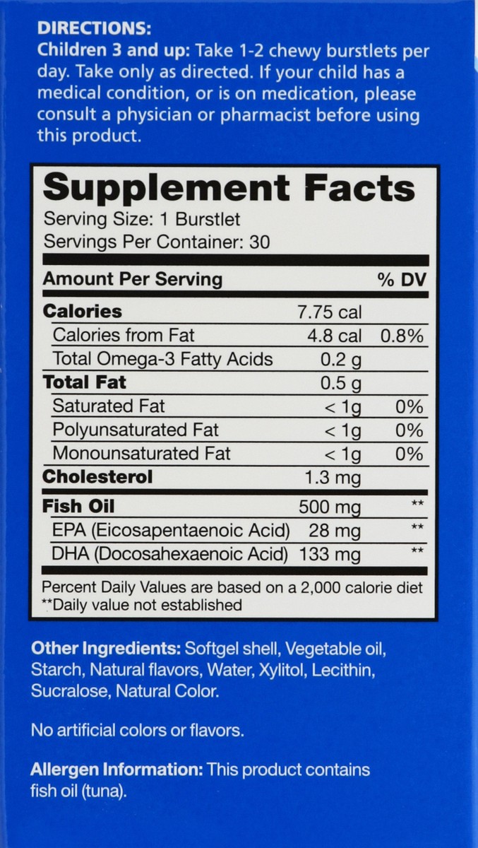 slide 3 of 6, Bioglan Fish Oil, DHA-Omega 3, Berry Flavor, Chewable Burstlets, 30 ct