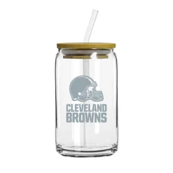 Browns 16 oz Etch Glass Can Lid & Straw