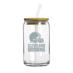 Browns 16 oz Etch Glass Can Lid & Straw