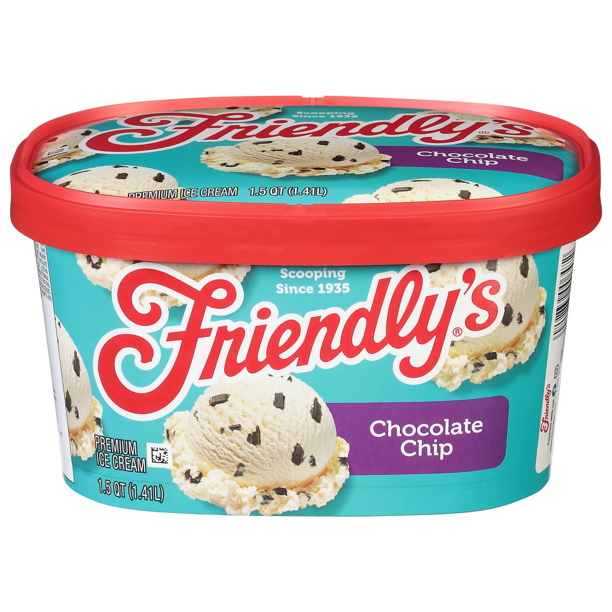 slide 1 of 9, Friendly's Premium Ice Cream / Chocolate Chip, 48 fl oz