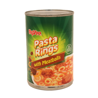 slide 1 of 1, Hy-Vee Pasta Rings With Meatballs, 16 oz