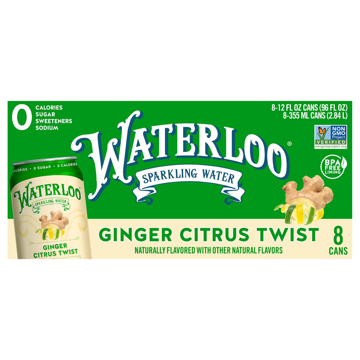 slide 1 of 2, Waterloo Sparkling Water Ginger Citrus Sparkling Water - 96 fl oz, 96 fl oz