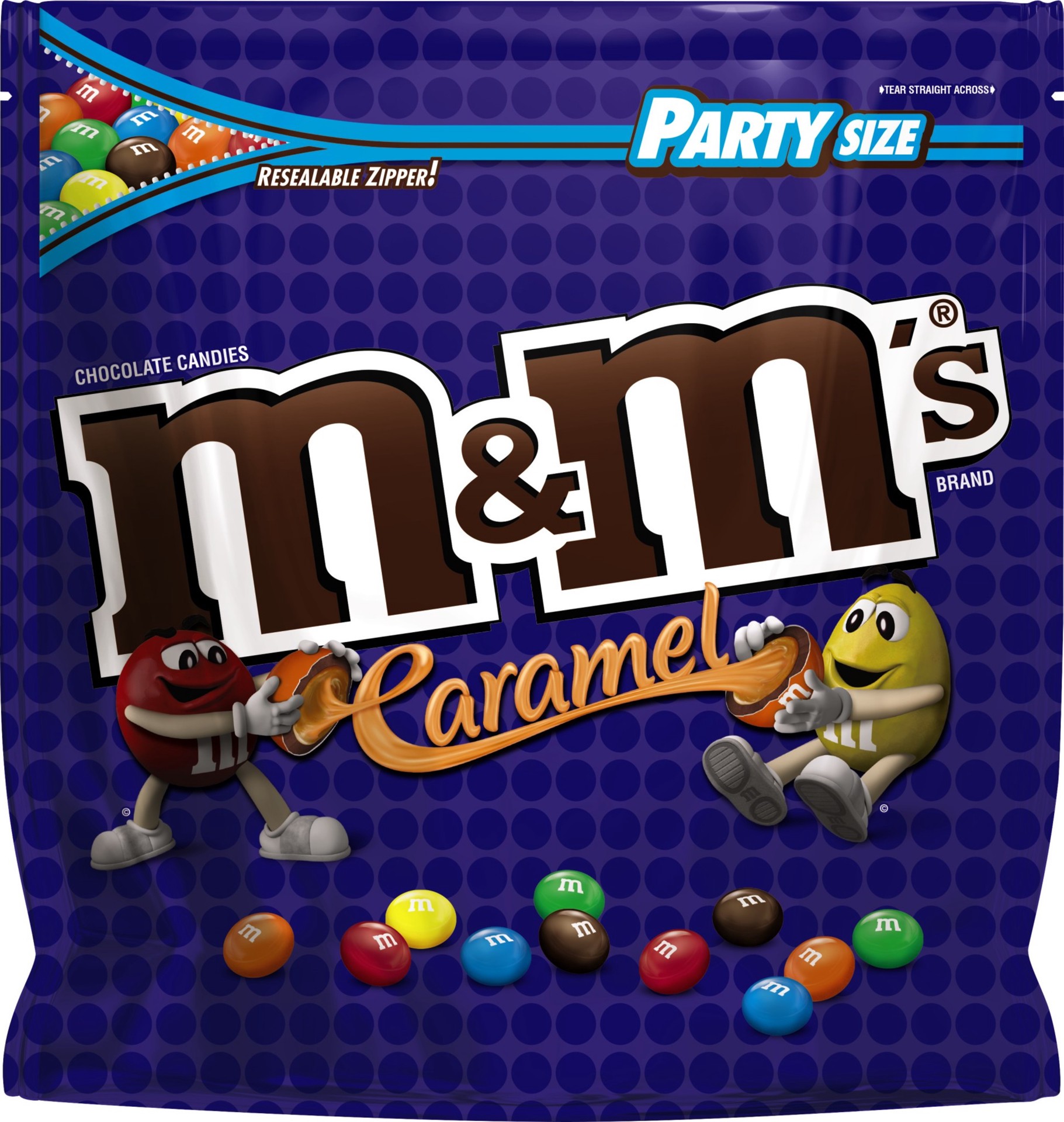 slide 1 of 3, M&M's, Caramel Chocolate Candy, Party Size Bag 38 Oz, 38 oz