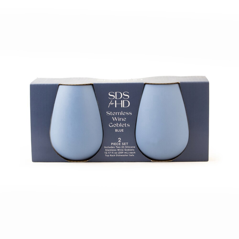slide 1 of 1, SDS for HD Designs Silicone Stemless Goblets - Blue, 2 ct / 12.17 fl oz