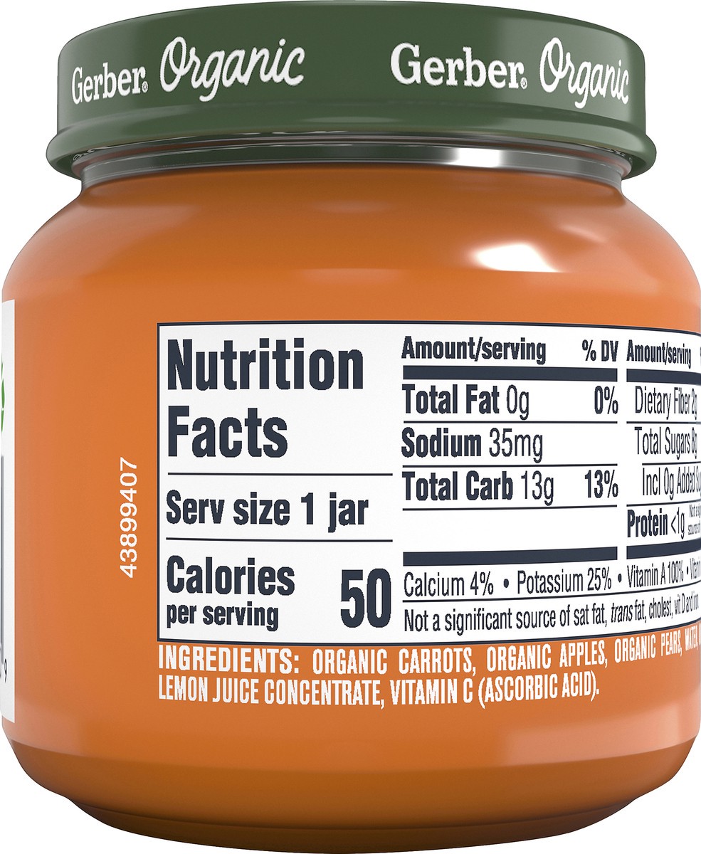 slide 6 of 9, Gerber 2nd Foods Organic Carrot Apple Pear Baby Food, 4 oz Jars, 10 Count, 4 oz