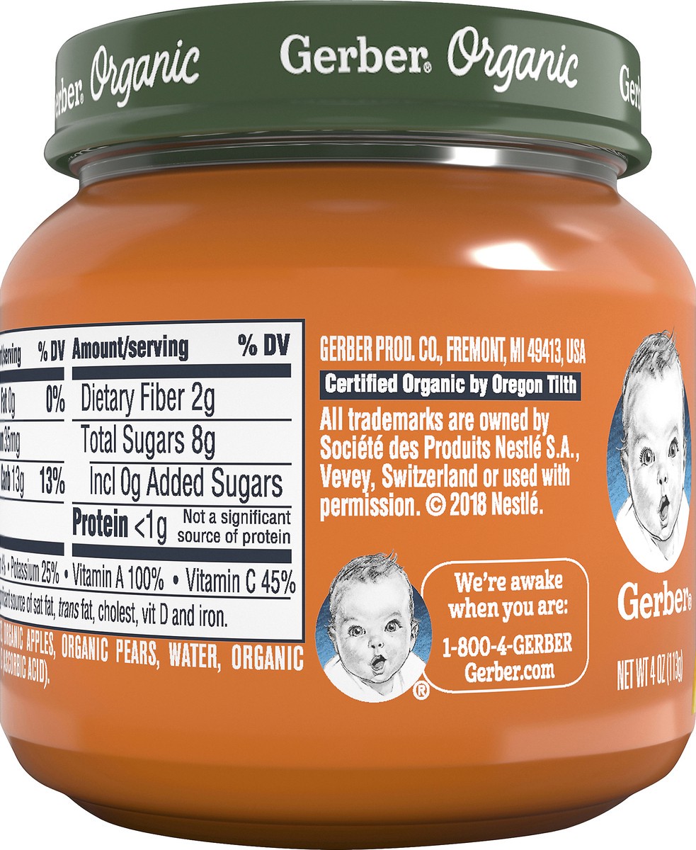 slide 4 of 9, Gerber 2nd Foods Organic Carrot Apple Pear Baby Food, 4 oz Jars, 10 Count, 4 oz