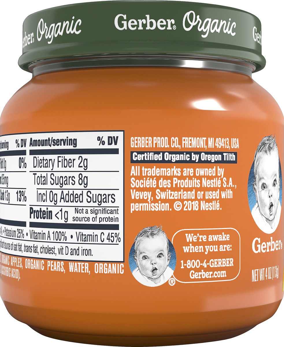 slide 2 of 9, Gerber 2nd Foods Organic Carrot Apple Pear Baby Food, 4 oz Jars, 10 Count, 4 oz