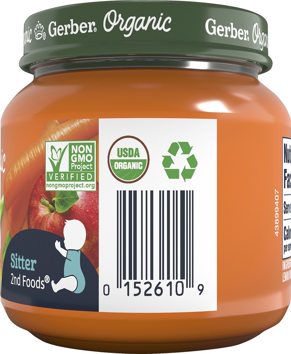 slide 6 of 9, Gerber 2nd Foods Organic Carrot Apple Pear Baby Food, 4 oz Jars, 10 Count, 4 oz