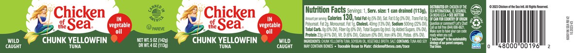 slide 9 of 9, Chicken of the Sea Chunk Yellowfin Tuna in Vegetable Oil - 5 oz, 5 oz