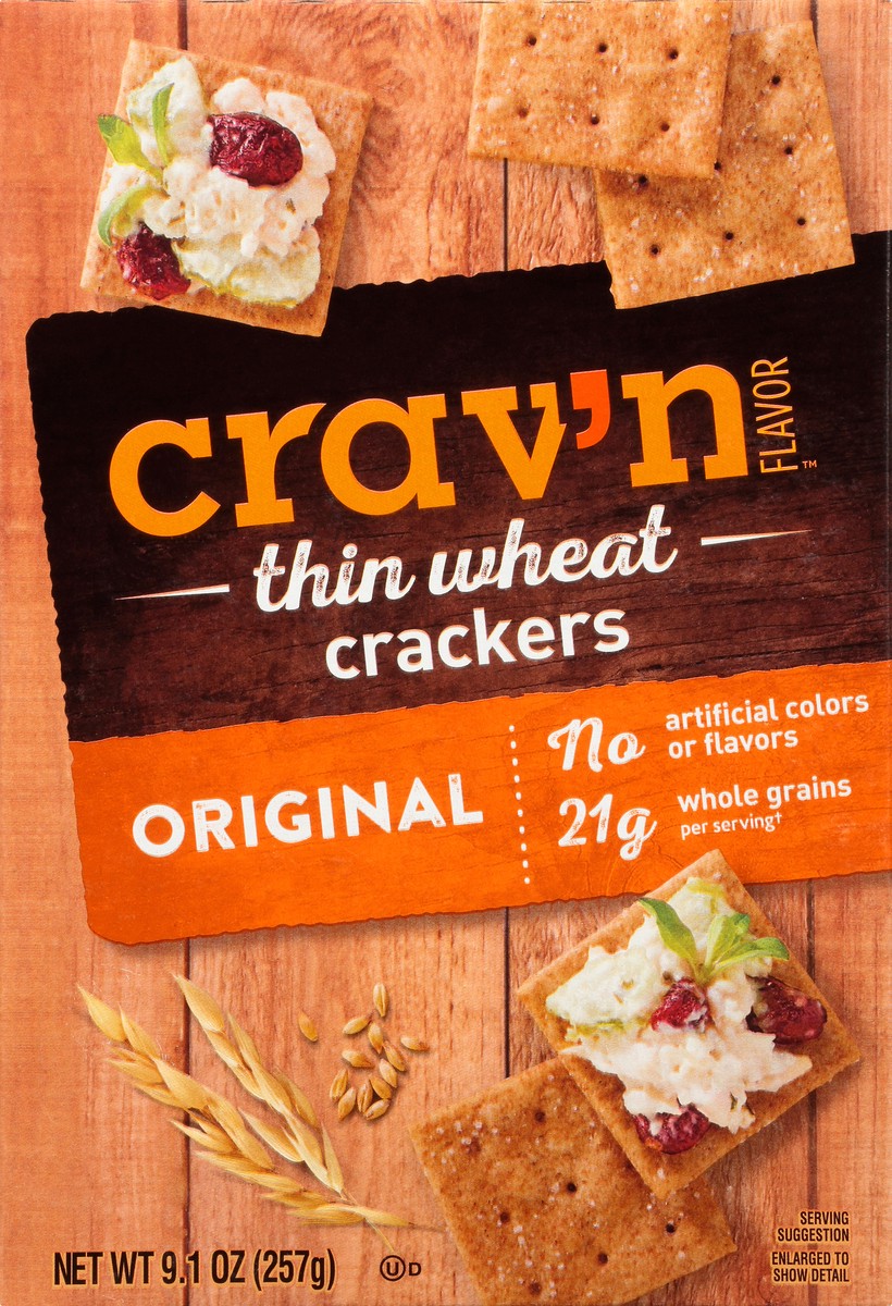 slide 7 of 10, Crav'n Flavor Crav'N Thin Wheat Crackers, 9.1 oz