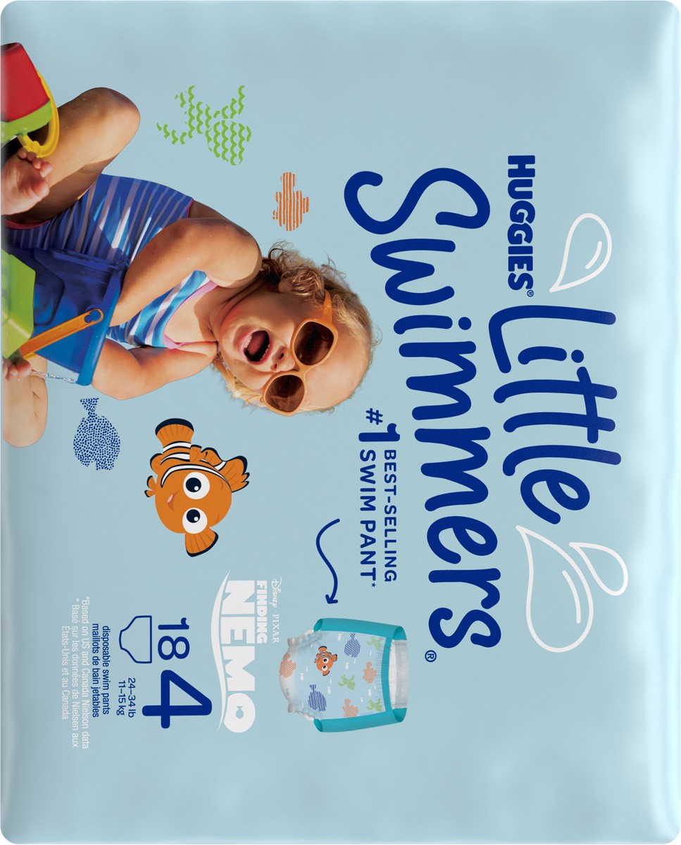 slide 5 of 9, Little Swimmers Disposable Swim Diapers, Size 4 (24-34 lbs), 18 Ct, 18 ct