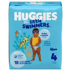 Little Swimmers Disposable Swim Diapers, Size 4 (24-34 lbs), 18 Ct