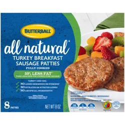 Butterball All Natural Turkey Breakfast Sausage Patties, 8 Patties