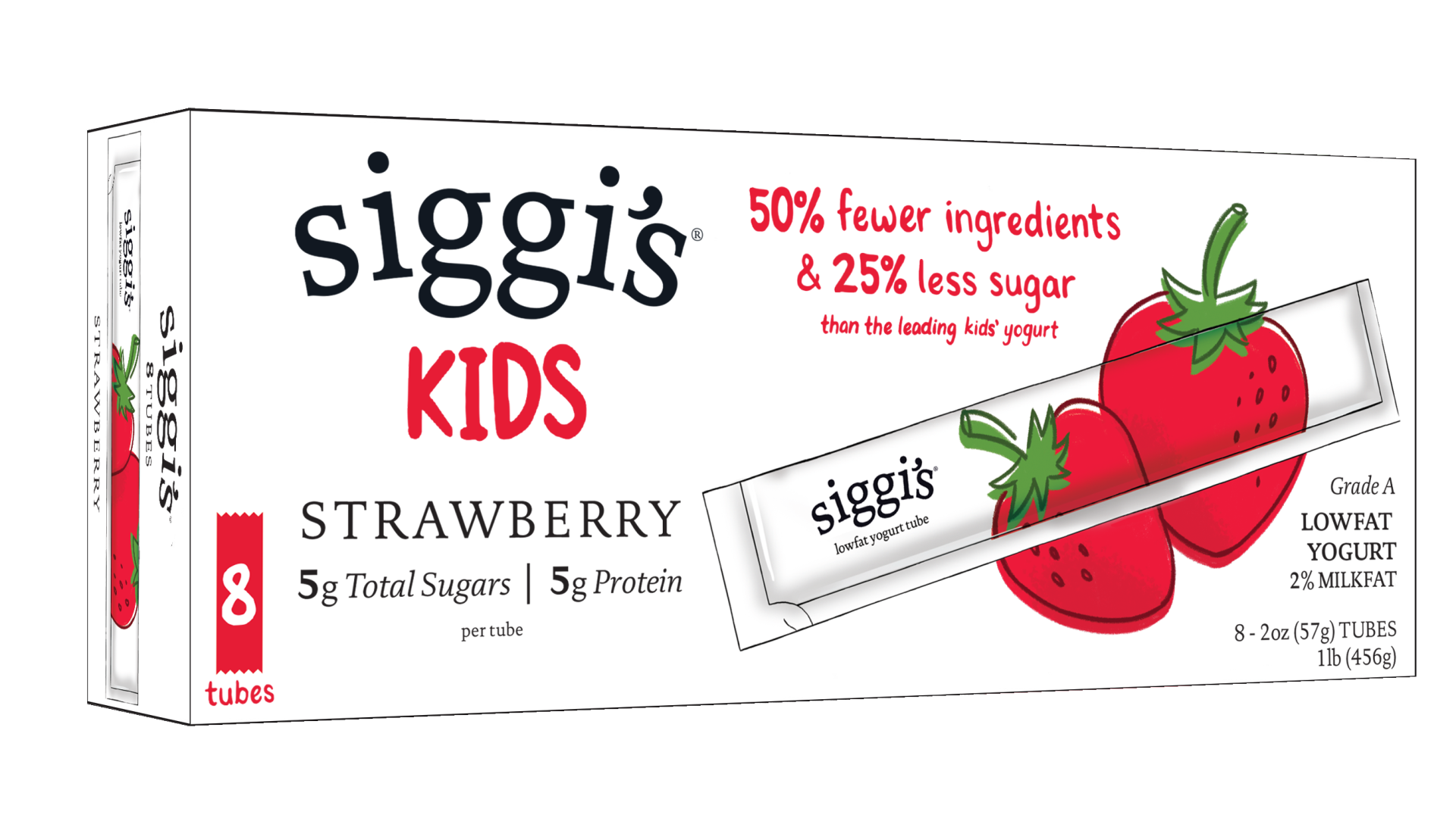 slide 1 of 3, Siggi's Lowfat Strawberry Yogurt Tubes, 8 ct; 2 fl oz