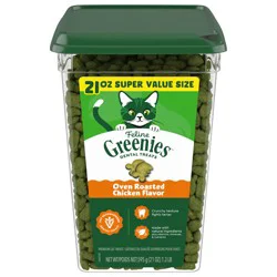 Feline Greenies Natural Dental Care Cat Treats Oven Roasted Chicken Flavor, 21 Oz. Tub
