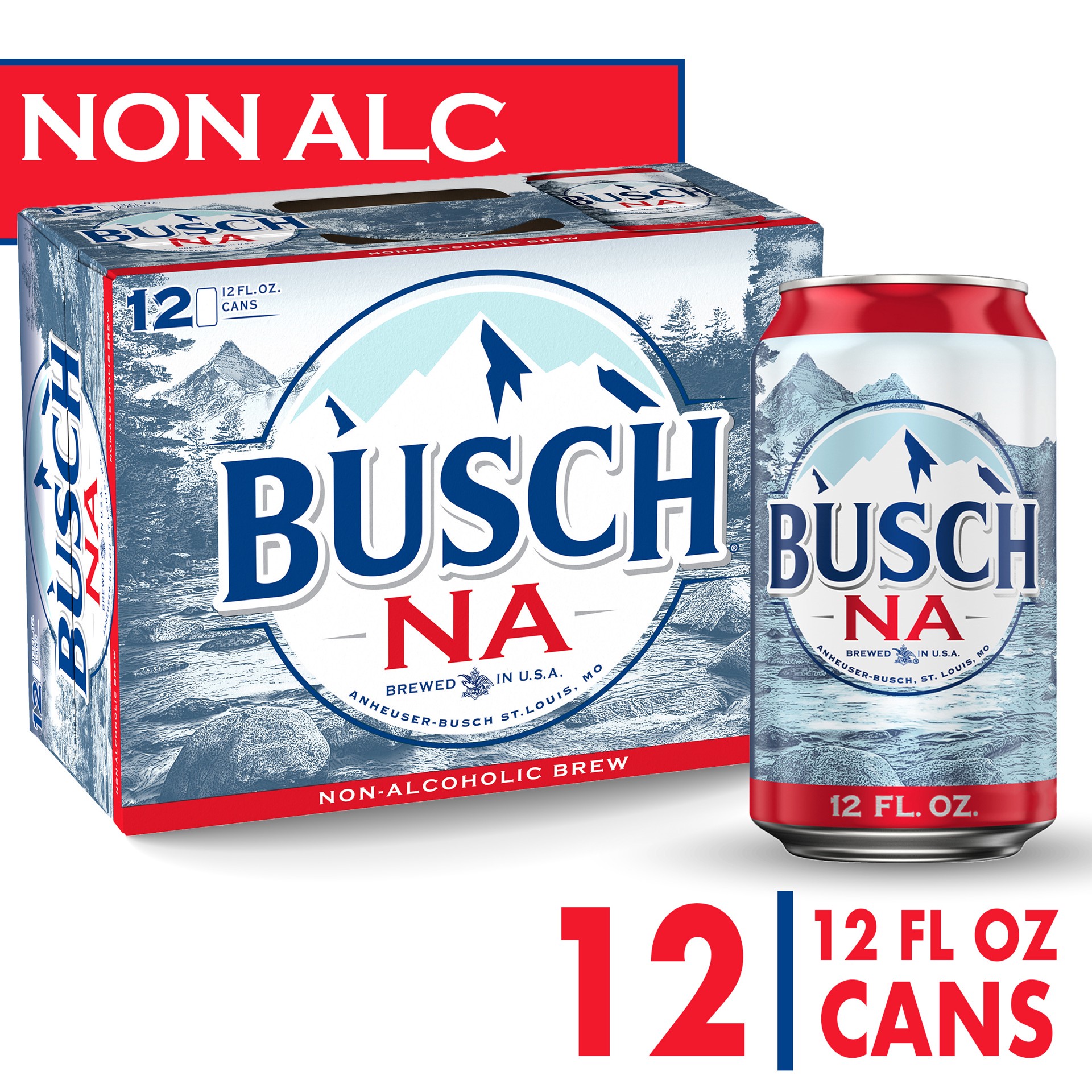 slide 5 of 7, Busch Non Alcoholic Beer, 12 Pack Beer, 12 FL OZ Cans, 12 ct; 12 oz