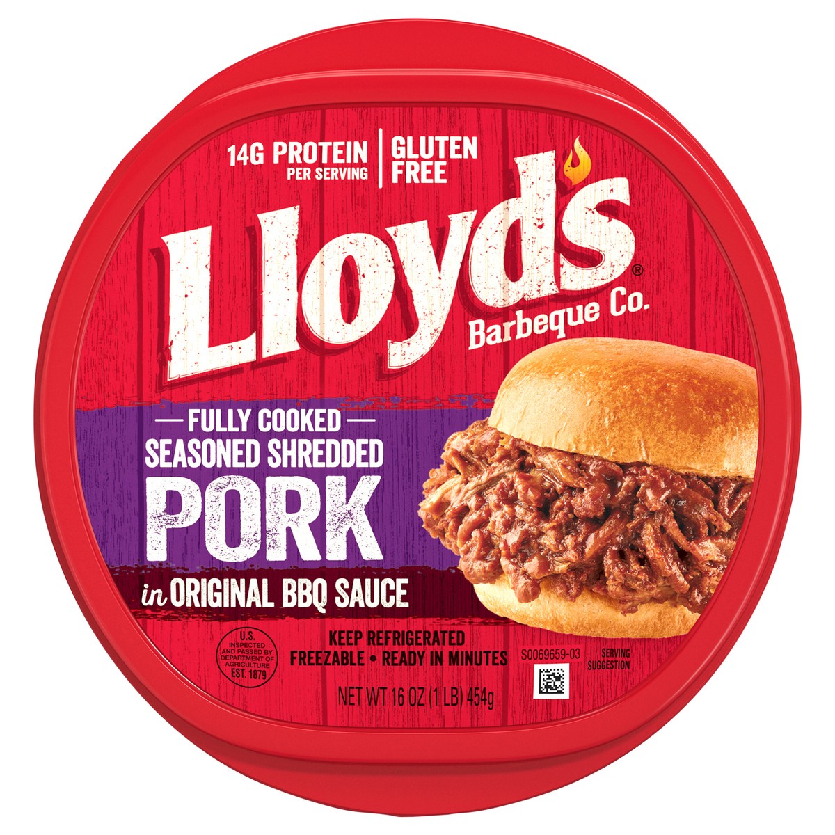 slide 1 of 9, Lloyd's Barbeque Company LLOYD'S Seasoned and Shredded Pork in Original BBQ Sauce, 16 oz