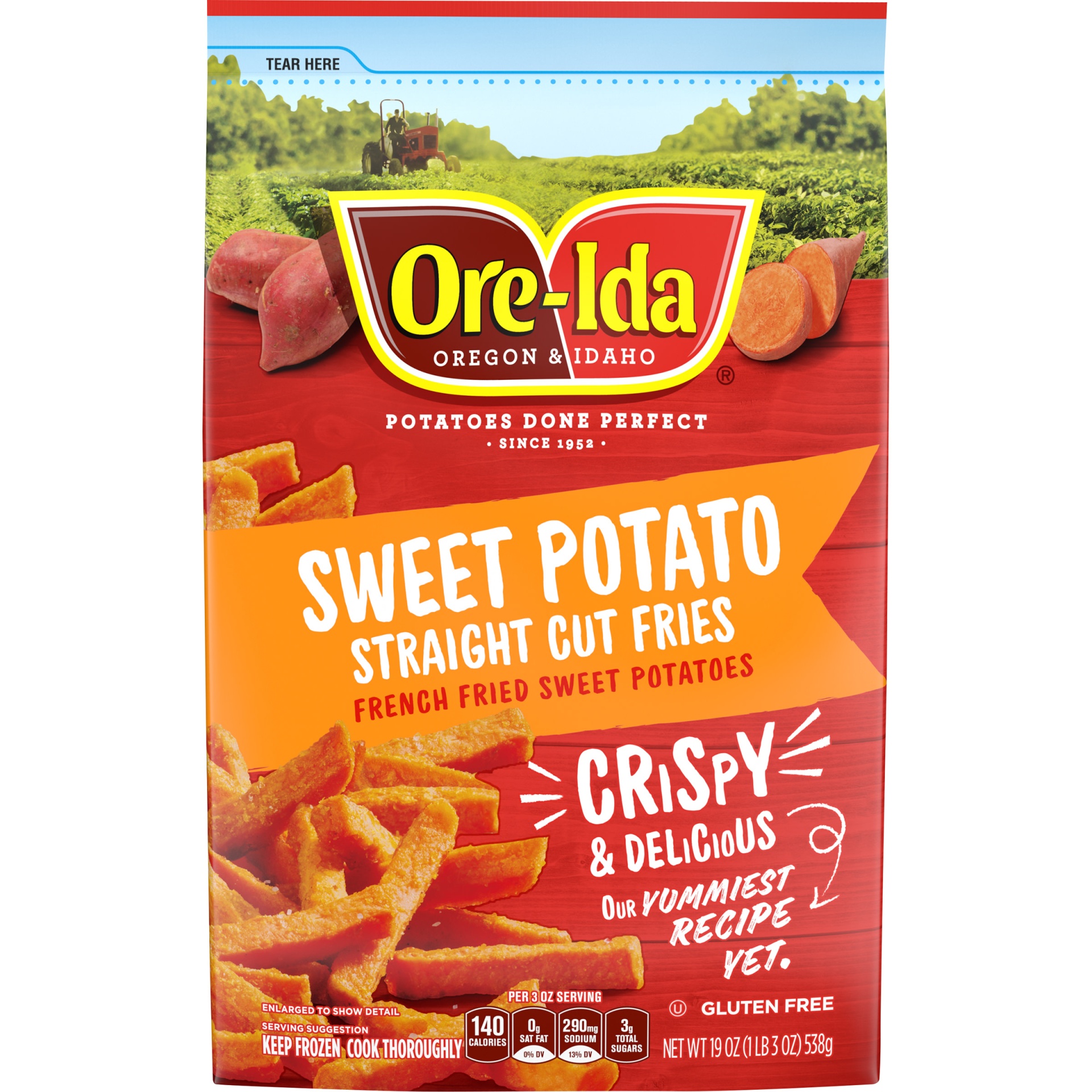 slide 1 of 1, Ore-Ida Sweet Potato Straight Cut French Fries, 19 oz Bag, 19 oz