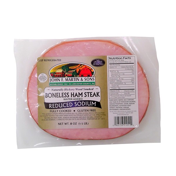 slide 1 of 1, John F. Martin & Sons Lower Sodium Boneless Ham Steaks, 8 oz