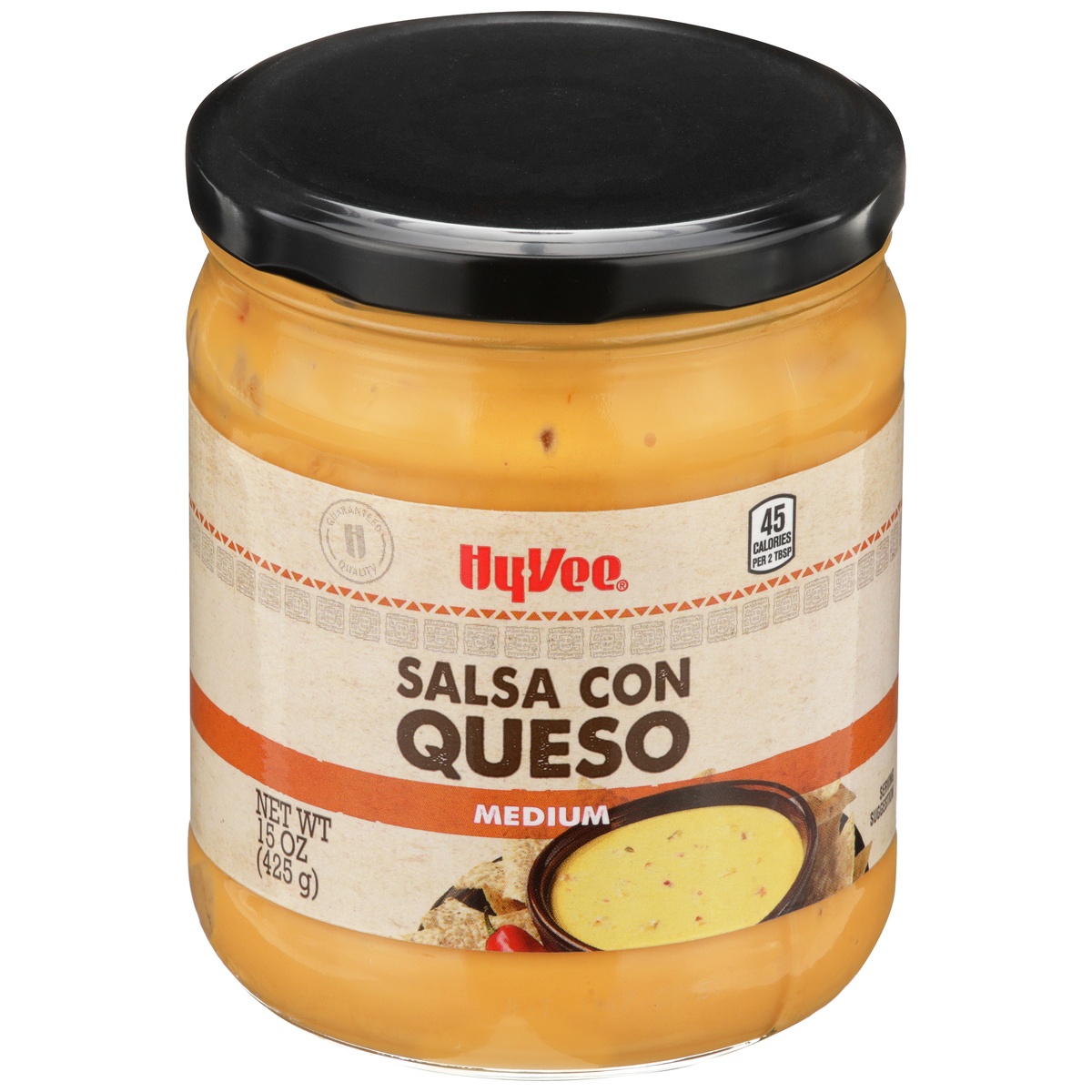 slide 1 of 1, Hy-vee Medium Salsa Con Queso, 15 oz