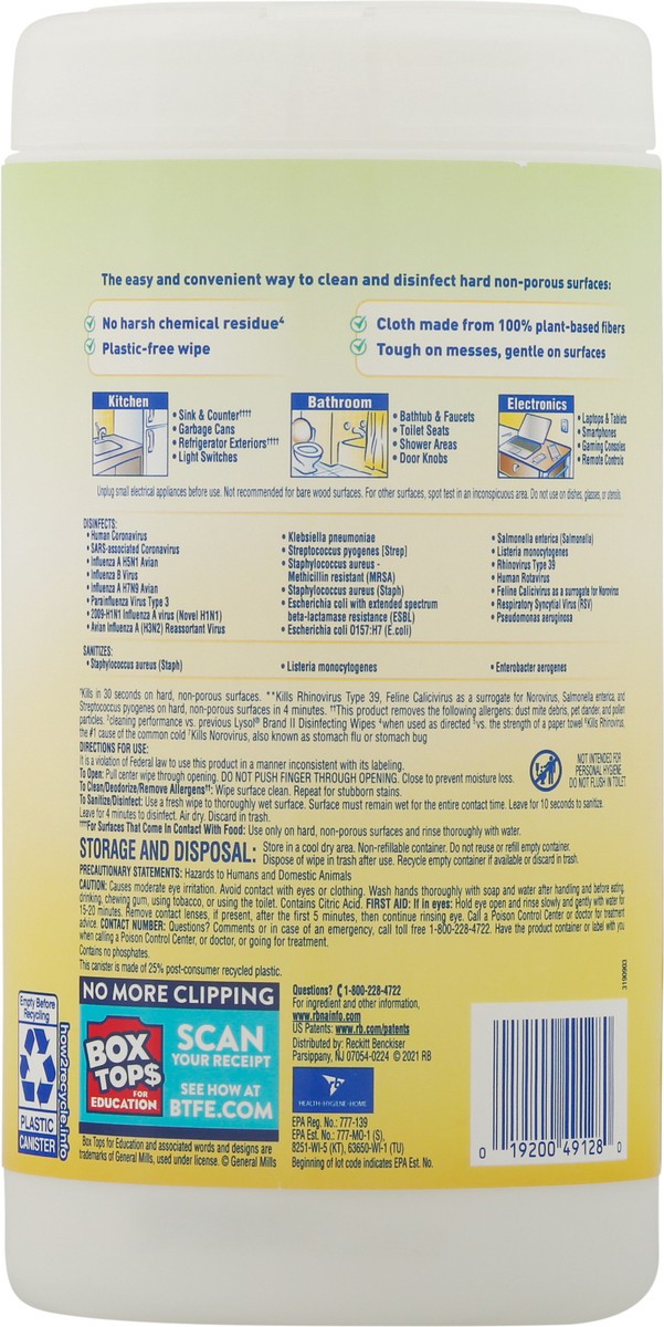 slide 6 of 9, Lysol Biodegradable Plant-Based Disinfectant Wipes, Multi-Surface Antibacterial Cleaning Wipes, For Disinfecting and Cleaning, Fresh Citrus, 70ct, 70 ct