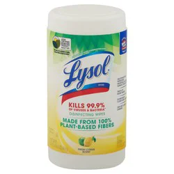 Lysol Biodegradable Plant-Based Disinfectant Wipes, Multi-Surface Antibacterial Cleaning Wipes, For Disinfecting and Cleaning, Fresh Citrus, 70ct