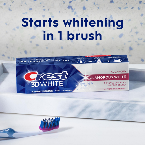 slide 9 of 29, Crest 3DWhite Advanced Glamorous White Teeth Whitening Toothpaste, 3.3 oz, 3.3 oz