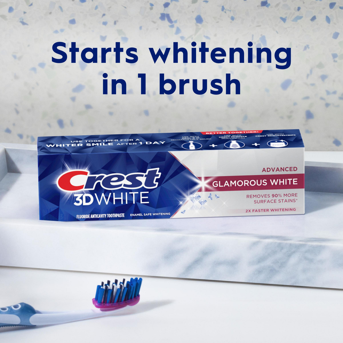 slide 3 of 29, Crest 3DWhite Advanced Glamorous White Teeth Whitening Toothpaste, 3.3 oz, 3.3 oz
