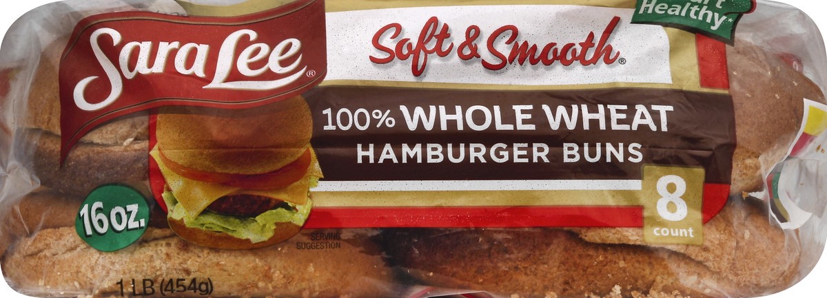 slide 4 of 5, Sara Lee Soft & Smooth 100% Whole Wheat Hamburger Buns, 16 oz