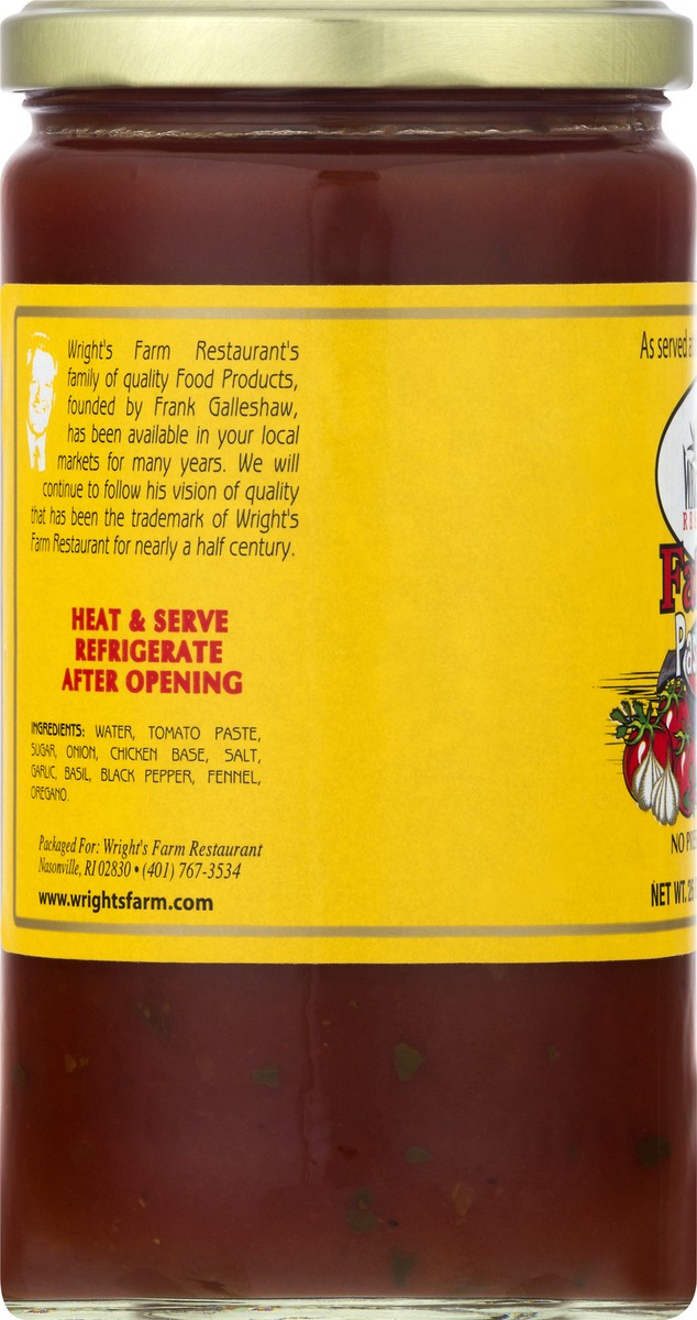 slide 2 of 13, Wright's Farm Restaurant Fat Free Pasta Sauce 26 oz, 26 oz