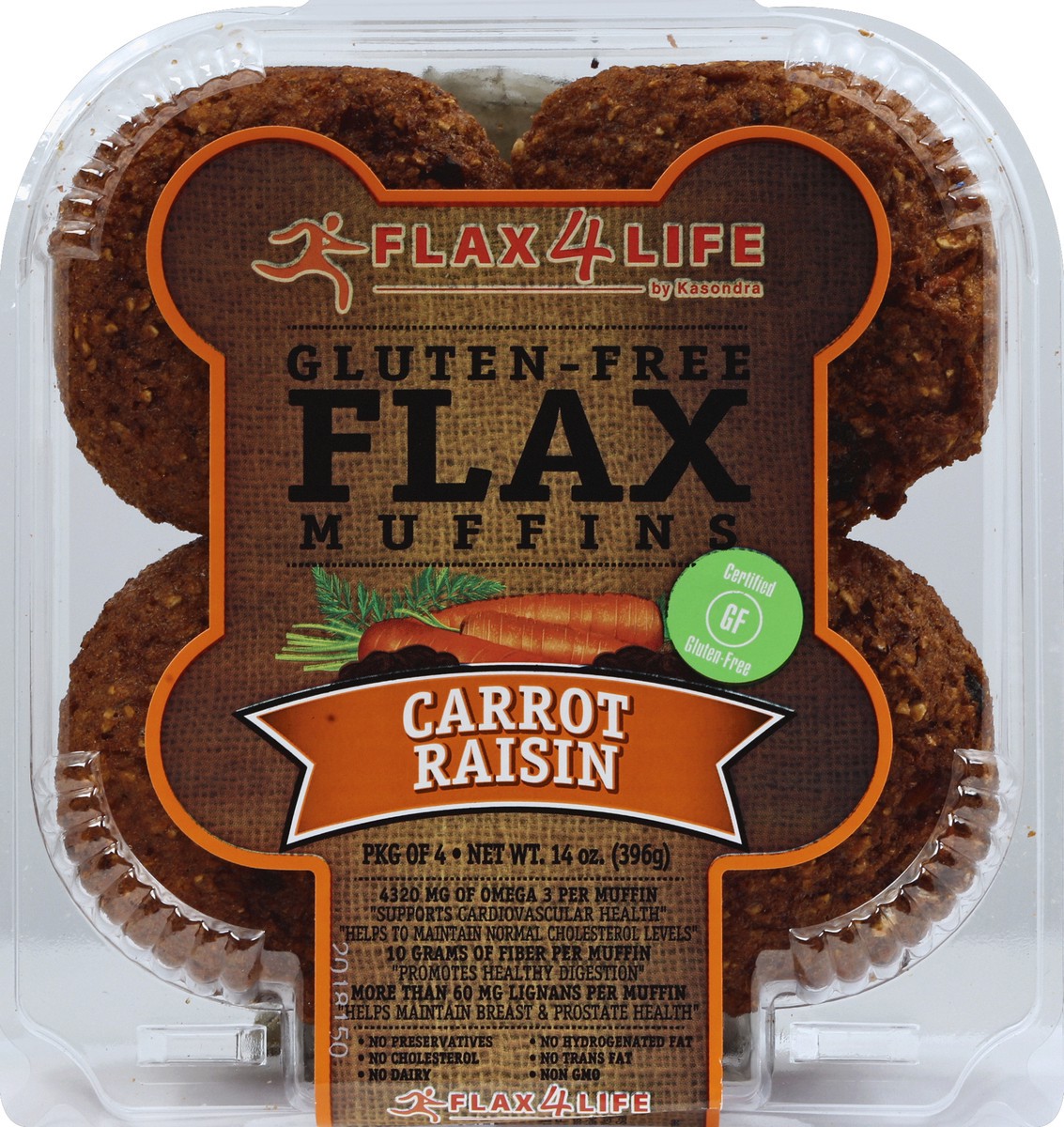 slide 1 of 1, Flax4Life Gluten Free Flax Carrot Raisin Muffins, 14 oz