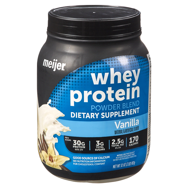 slide 1 of 1, Meijer Vanilla Whey Protein Powder, 2 lb