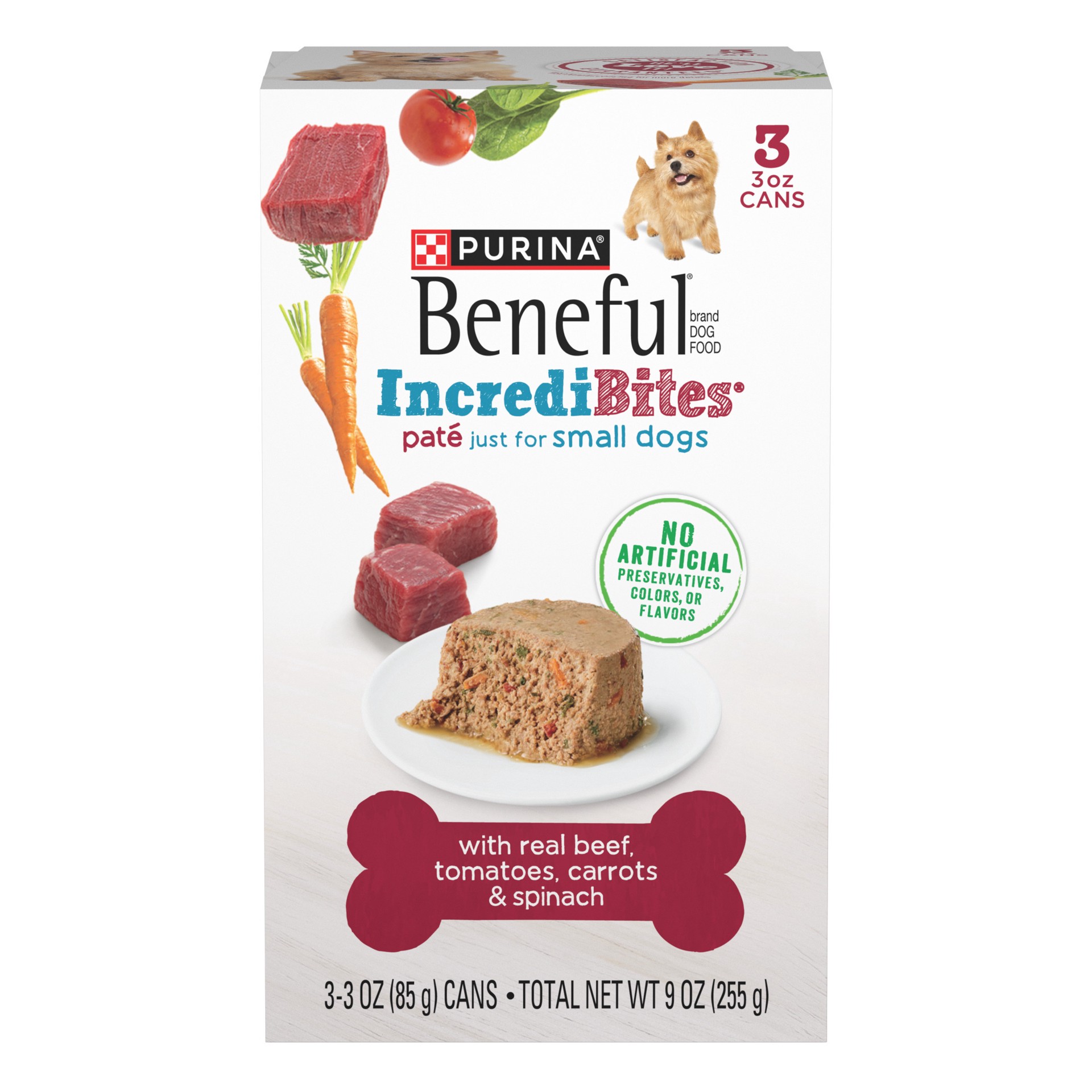 slide 1 of 8, Beneful Purina Beneful Small Breed Wet Dog Food, Incredibites Pate With Real Beef Recipe, 9 oz