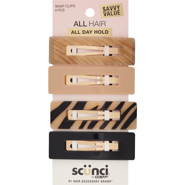 slide 1 of 1, scünci Snap Clips Savvy Value 4 Each, 4 ct
