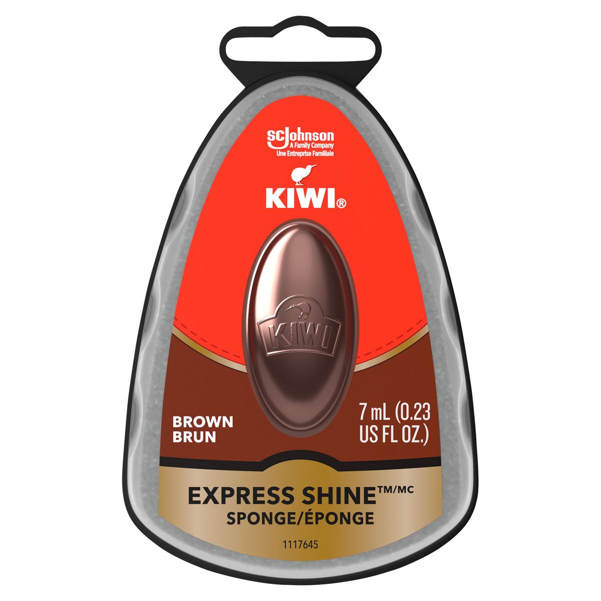 slide 1 of 1, KIWI Express Shine Sponge, Brown, 0.23 oz, 0.20 fl oz