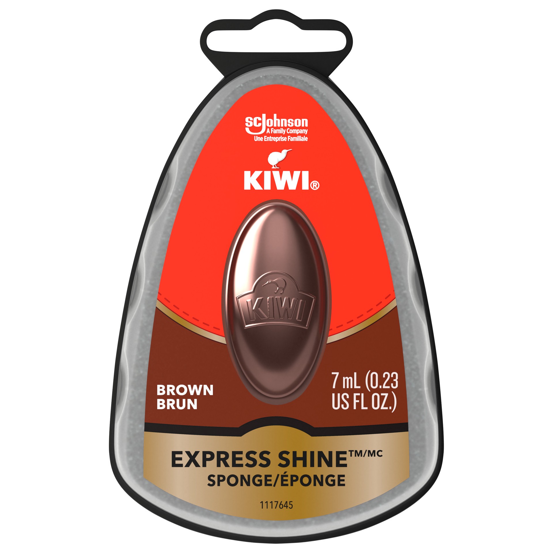 slide 1 of 1, KIWI Express Shine Sponge, Brown, 0.23 oz, 0.20 fl oz