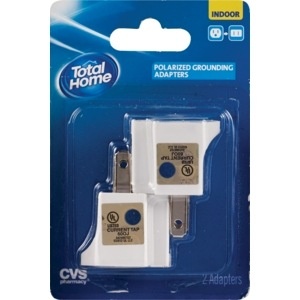 slide 1 of 1, Total Home By CVS Polarized Grounding Adapters, 2 ct