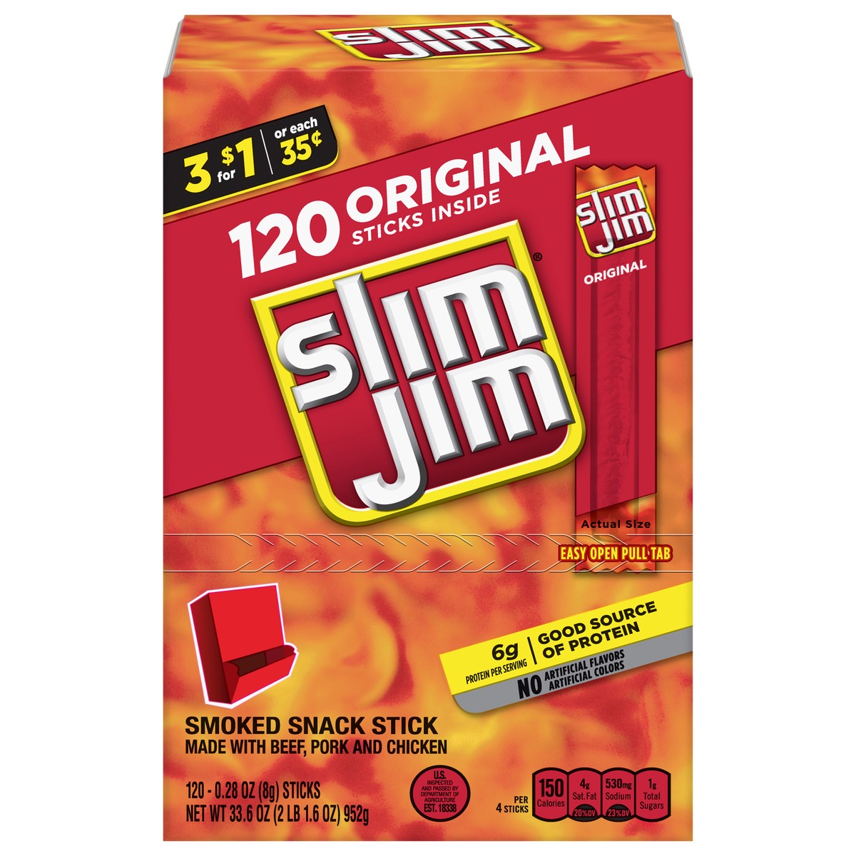 slide 12 of 14, Slim Jim Smoked Original Snack Stick 33.6 oz, 33.6 oz