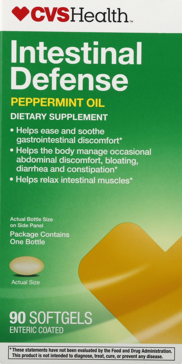 slide 11 of 12, CVS Health Intestinal Defense Peppermint Oil Softgels, 90 Ct, 90 ct