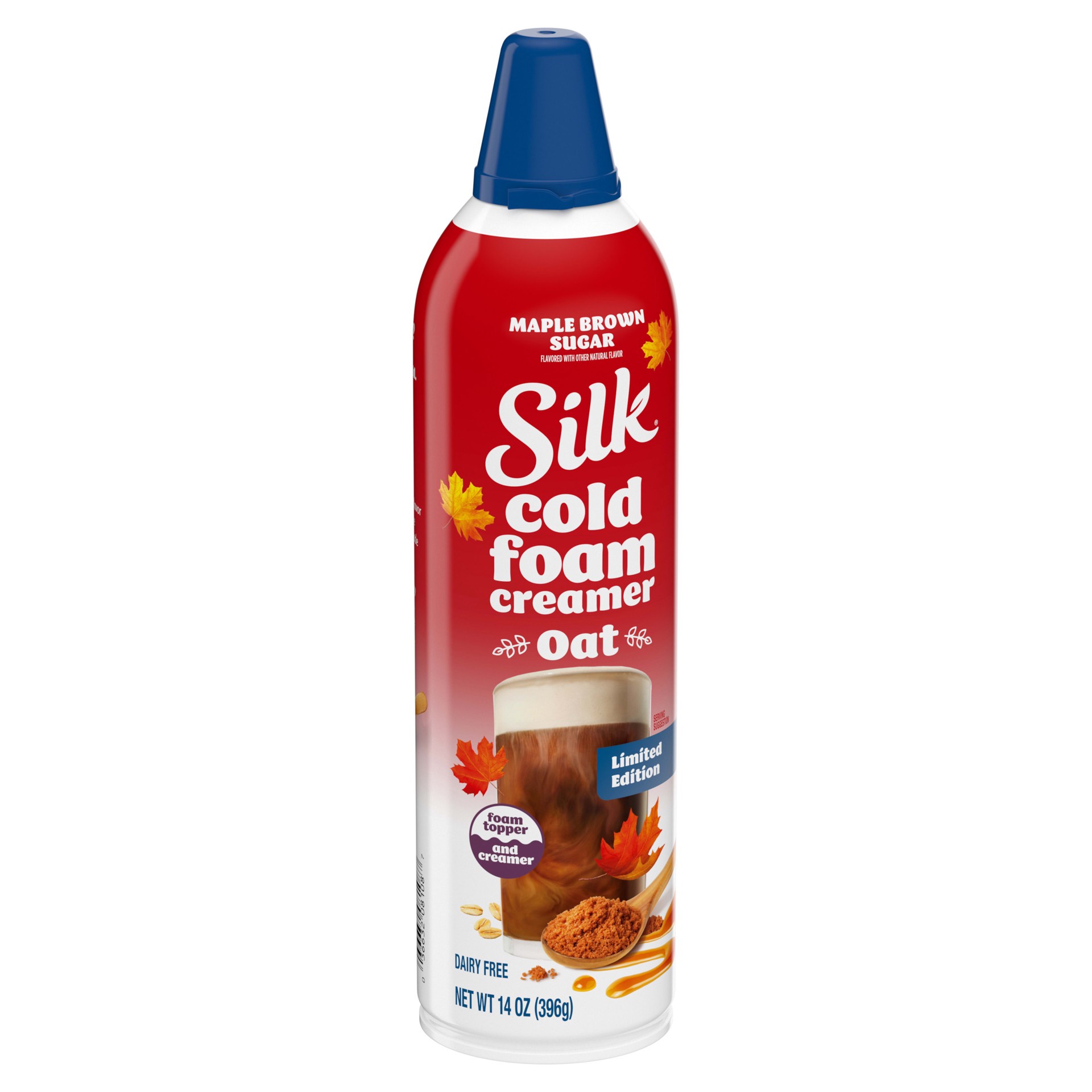 slide 4 of 5, Silk Plant-Based Maple Brown Sugar Oat Creamer, Limited Edition Cold Foam Creamer with a Delicious Flavor for the Fall Season, 14 oz Can, 14 fl oz