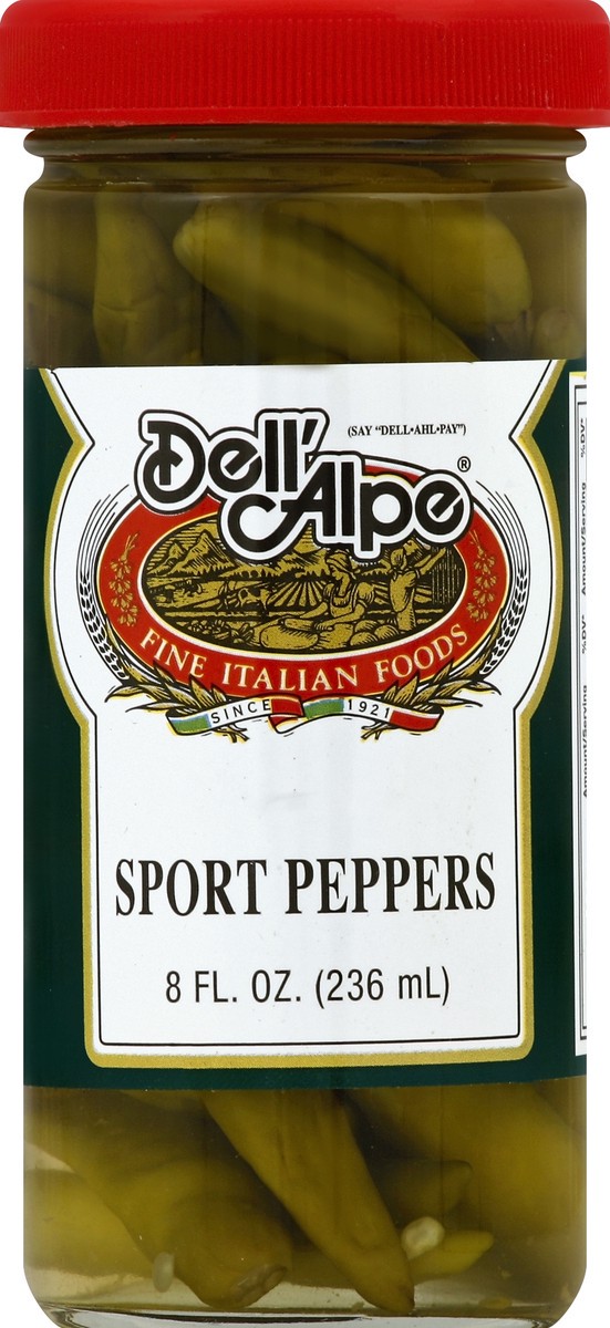 slide 1 of 2, Dell'Alpe Sport Peppers 8 oz, 8 oz