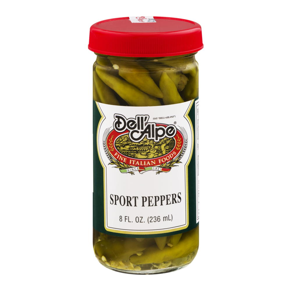 slide 1 of 1, Dell'Alpe Sport Peppers 8 oz, 8 oz