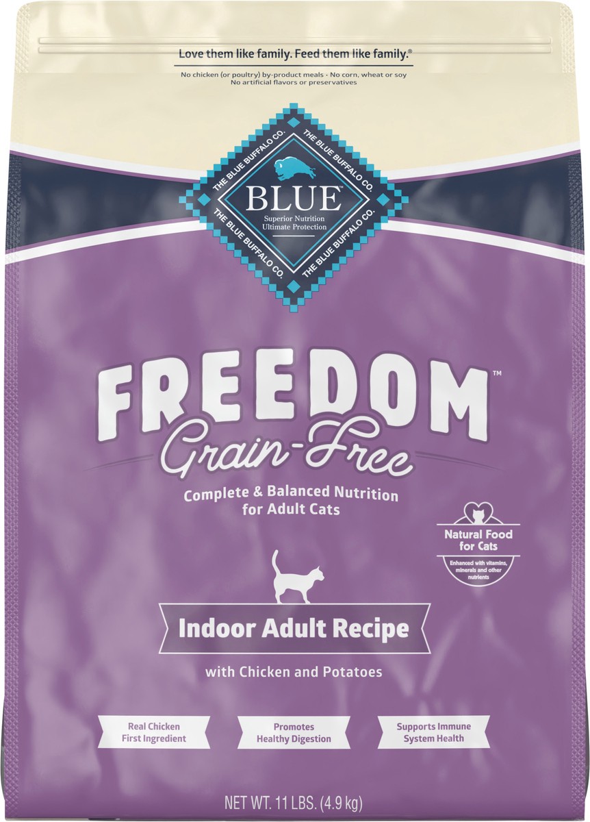 slide 6 of 13, Blue Buffalo Blue Freedom Grain-Free Adult Indoor Chicken Recipe Dry Cat Food, 11 lb