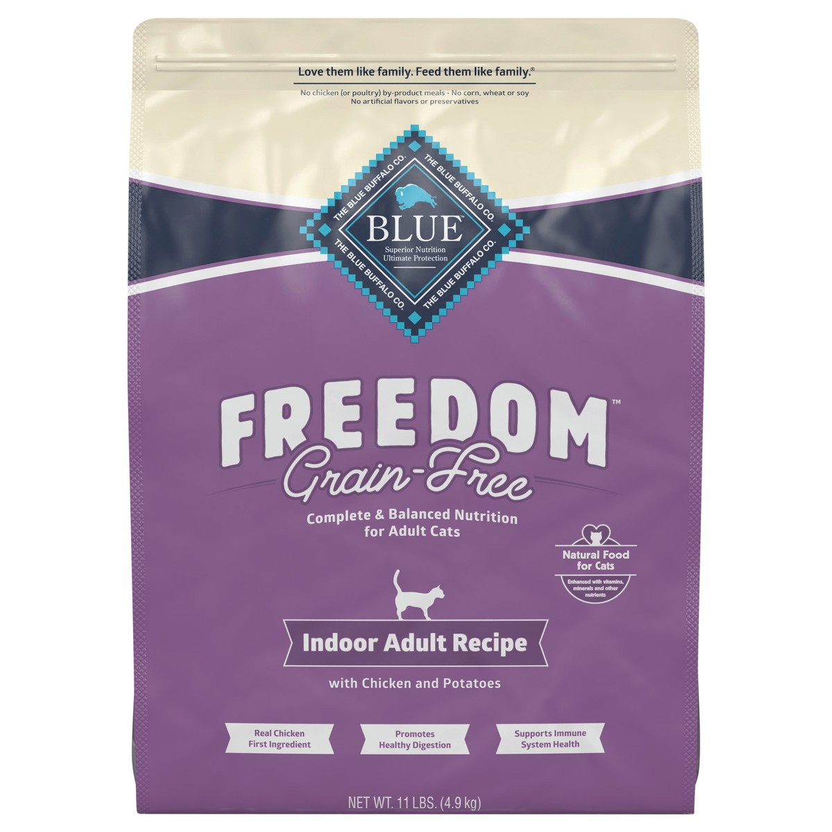 slide 9 of 13, Blue Buffalo Blue Freedom Grain-Free Adult Indoor Chicken Recipe Dry Cat Food, 11 lb